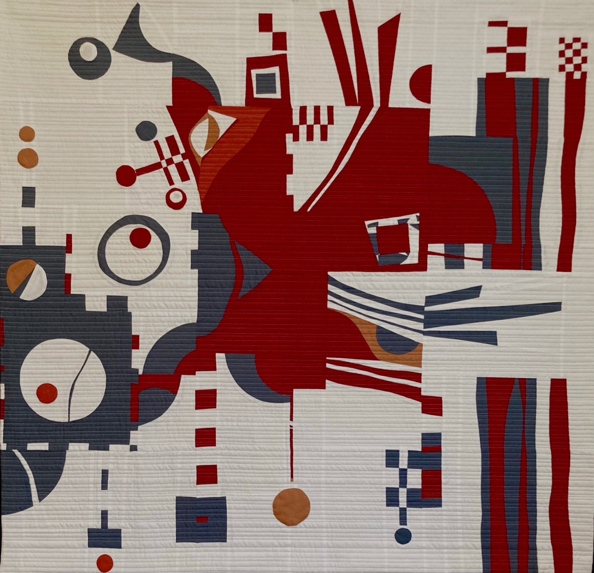 Freud Meets Picasso, an art quilt by Jo Allbutt