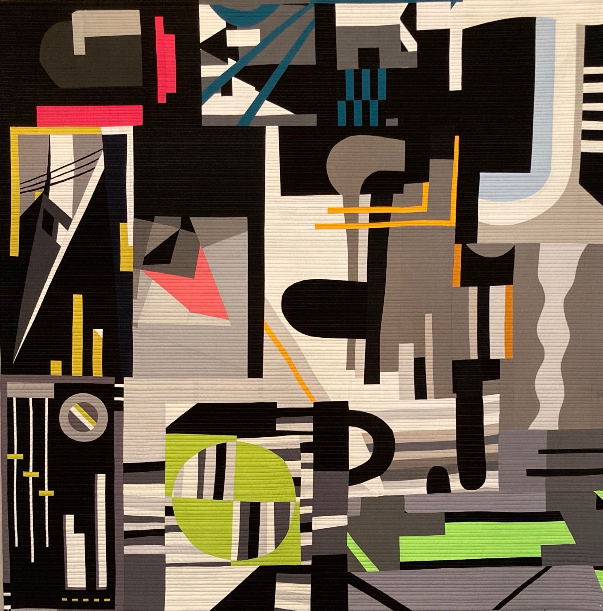 Late to the Party, an award-recognized art quilt by Jo Allbutt