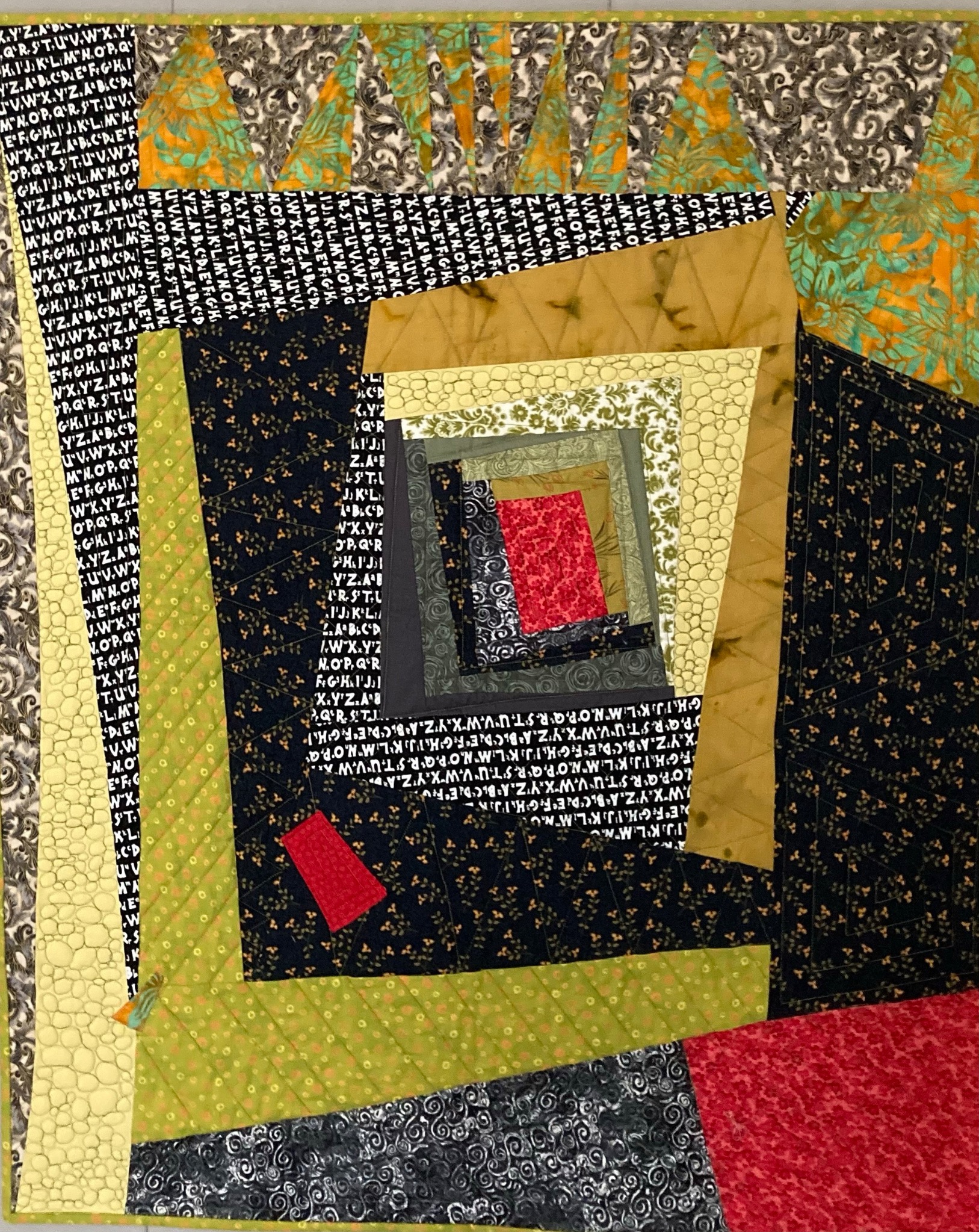 Too Hip to Be Square, an art quilt by Jo Allbutt